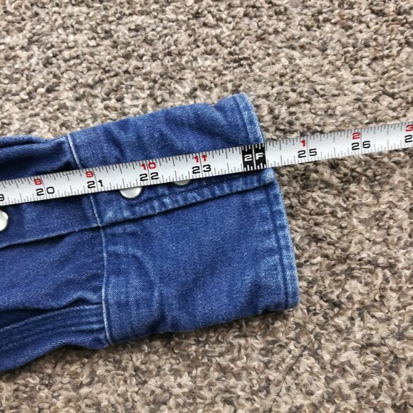 Vintage Carhartt Denim Pearl Snap Shirt Mens Medium Blue Heavy Western Work S141 - Picture 8 of 10